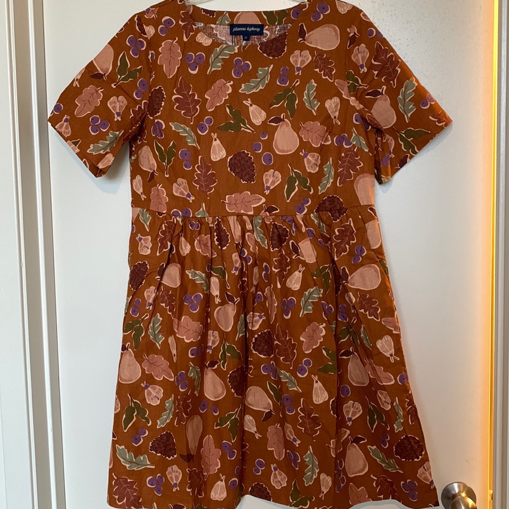 ModCloth Princess Highway babydoll dress - autumn leaves pattern